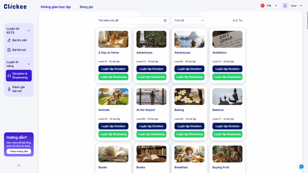 clickee dictation & shadowing